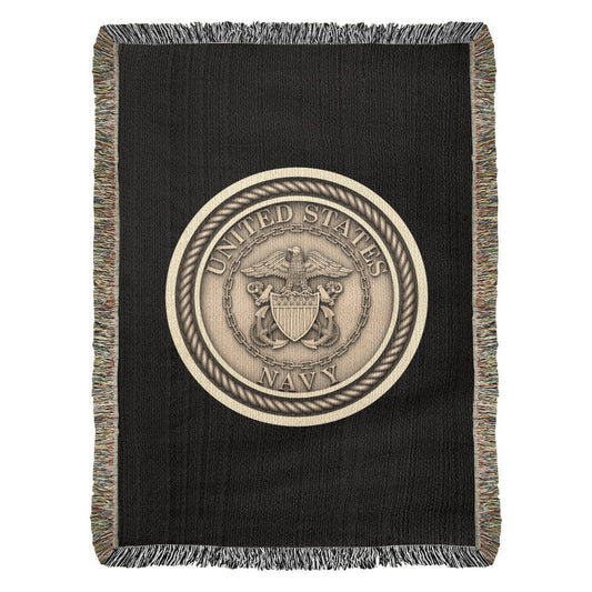United States Navy Anchor Woven Throw Blanket – Honor, Courage, Commitment - Bubble Gum Wink