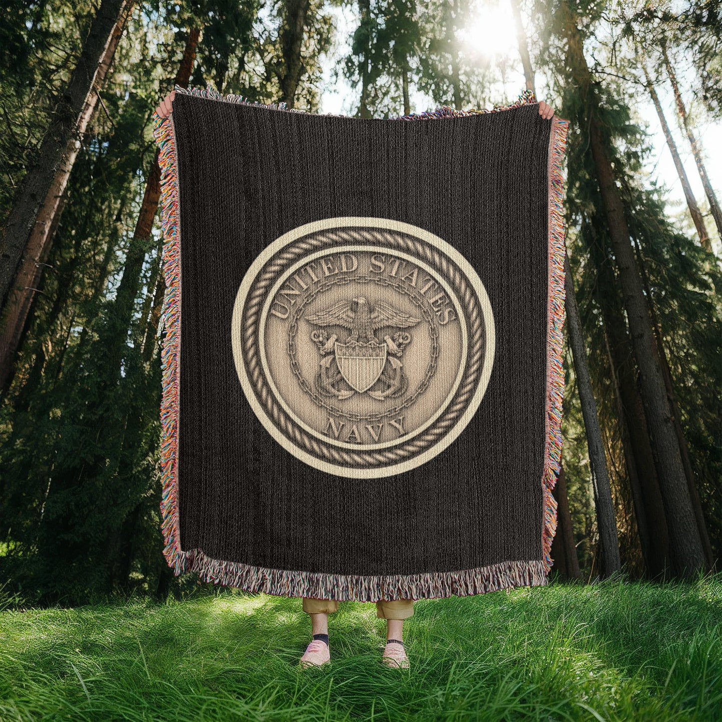 United States Navy Anchor Woven Throw Blanket – Honor, Courage, Commitment - Bubble Gum Wink