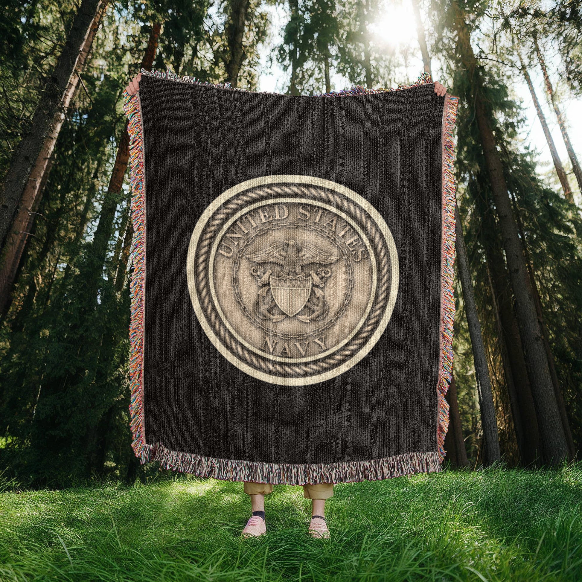 United States Navy Anchor Woven Throw Blanket – Honor, Courage, Commitment - Bubble Gum Wink