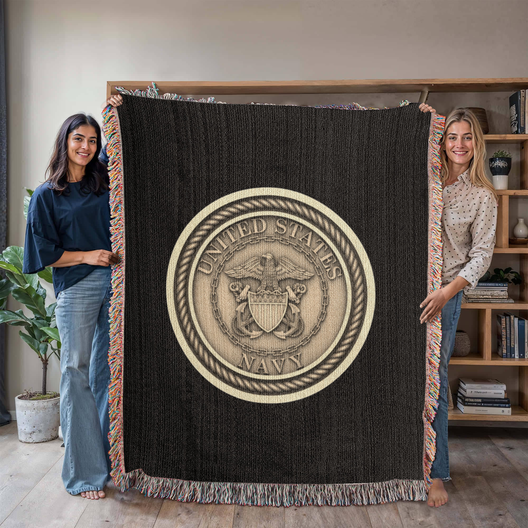 United States Navy Anchor Woven Throw Blanket – Honor, Courage, Commitment - Bubble Gum Wink