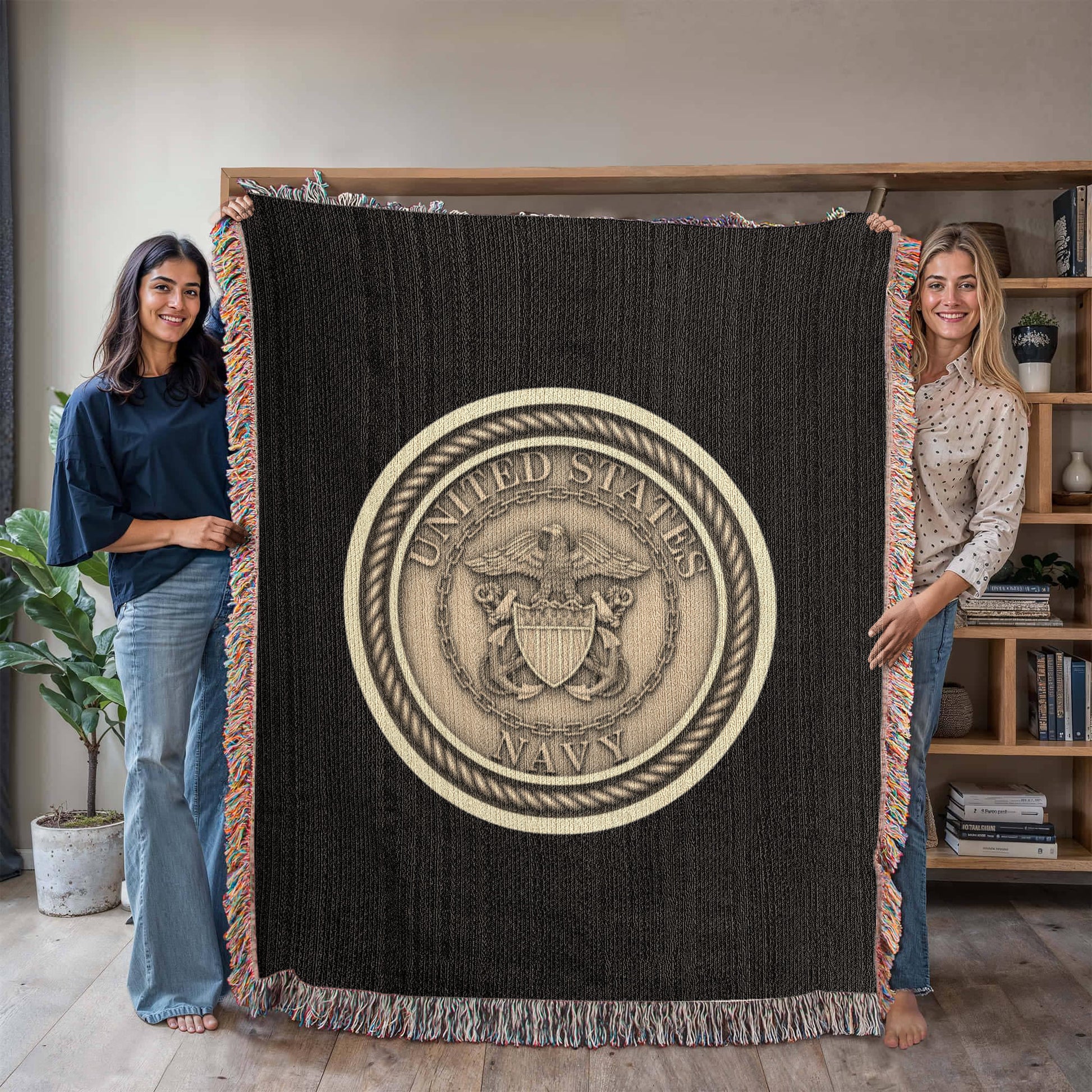 United States Navy Anchor Woven Throw Blanket – Honor, Courage, Commitment - Bubble Gum Wink