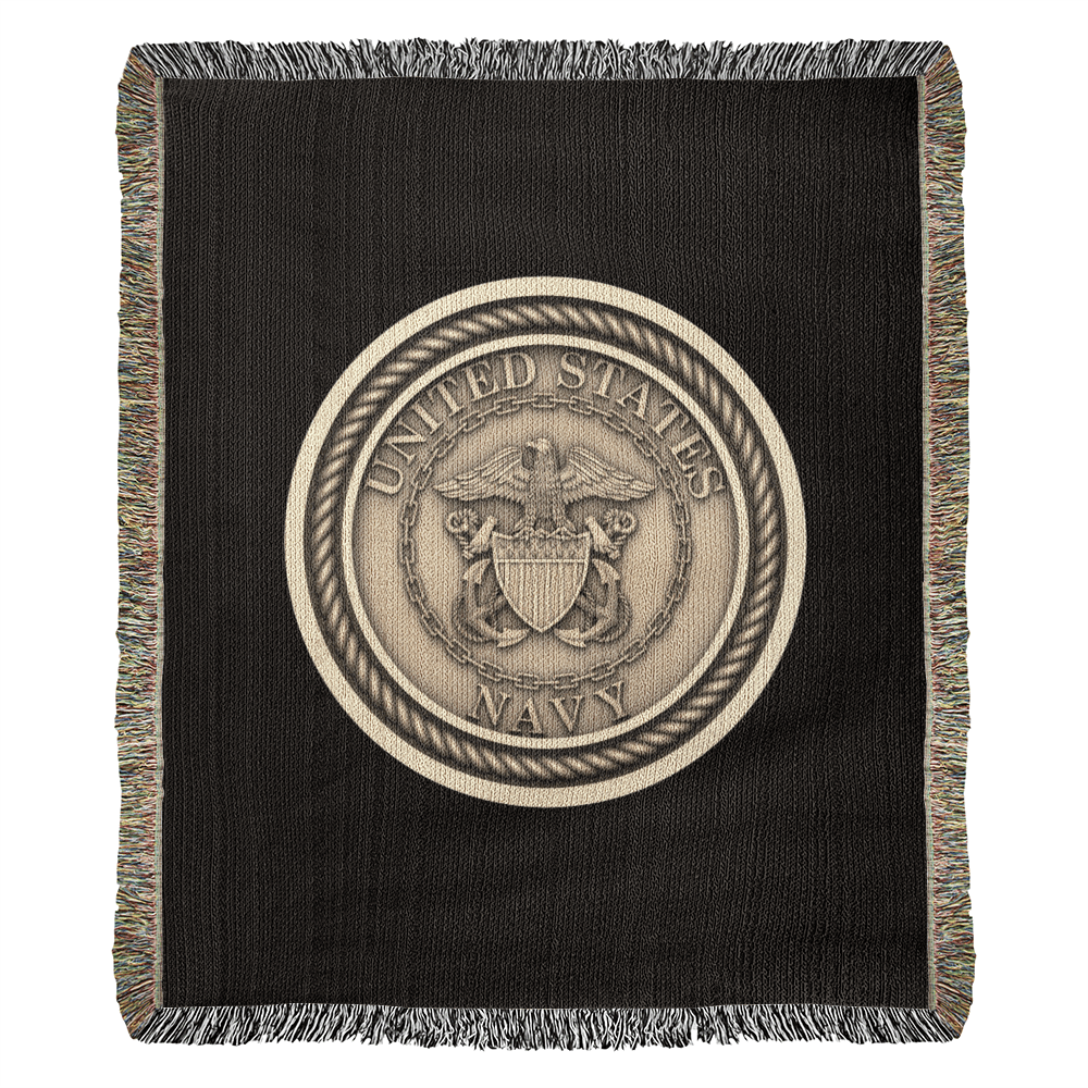 United States Navy Anchor Woven Throw Blanket – Honor, Courage, Commitment - Bubble Gum Wink