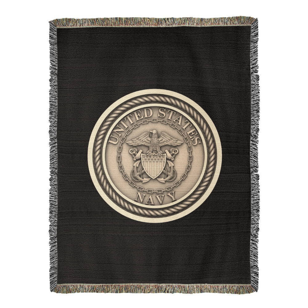 United States Navy Anchor Woven Throw Blanket – Honor, Courage, Commitment - Bubble Gum Wink