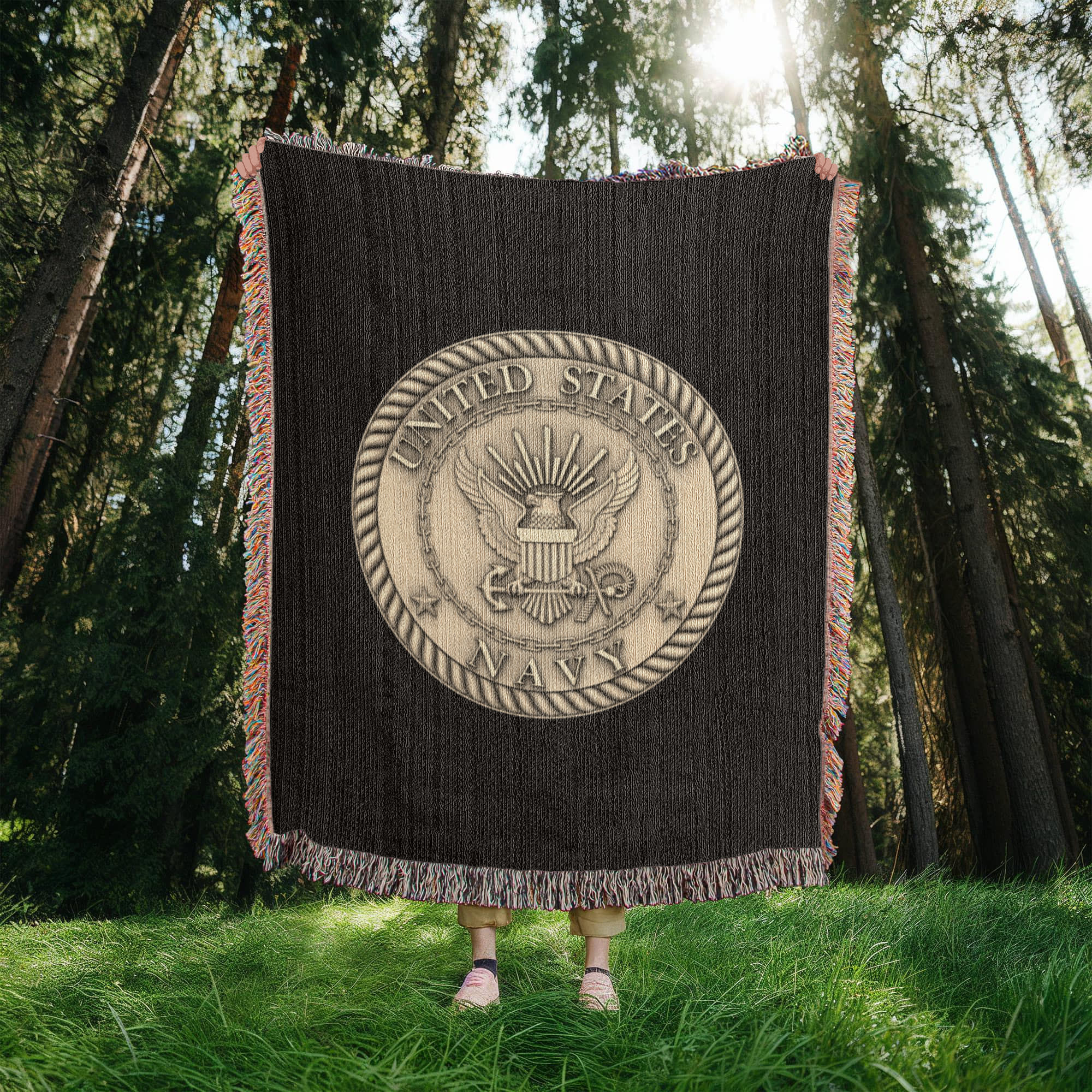 United States Navy Woven Throw Blanket – Cotton Military Tribute - Bubble Gum Wink