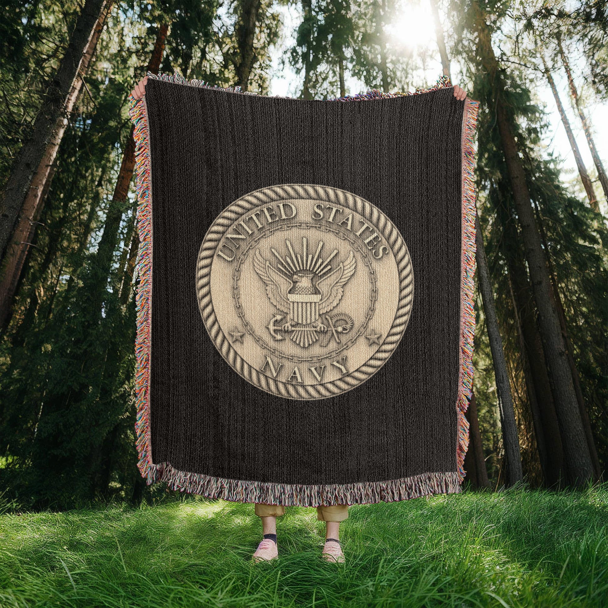 United States Navy Woven Throw Blanket – Cotton Military Tribute - Bubble Gum Wink