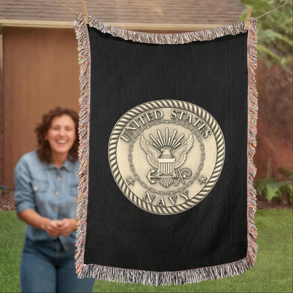 United States Navy Woven Throw Blanket – Cotton Military Tribute - Bubble Gum Wink