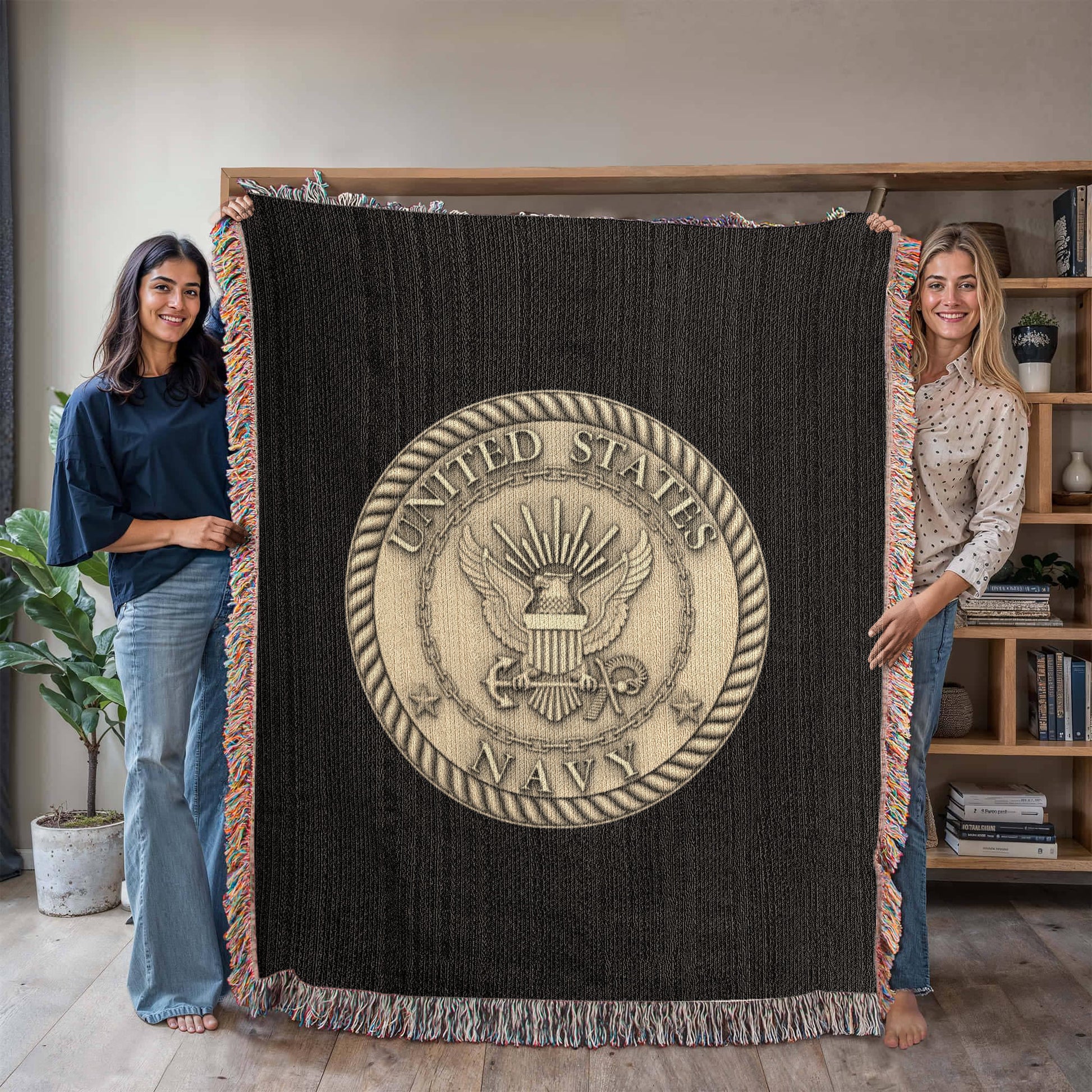 United States Navy Woven Throw Blanket – Cotton Military Tribute - Bubble Gum Wink