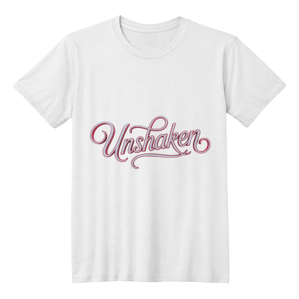 Unshaken – Minimalist Faith Tee - Bubble Gum Wink