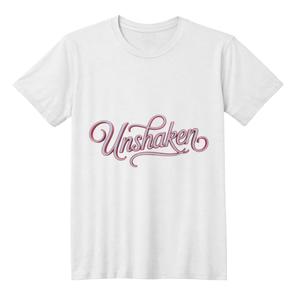 Unshaken – Minimalist Faith Tee - Bubble Gum Wink