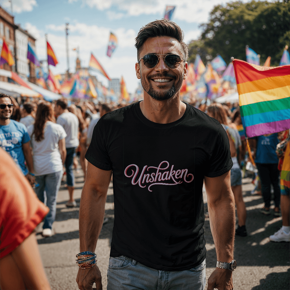 Unshaken – Minimalist Faith Tee - Bubble Gum Wink