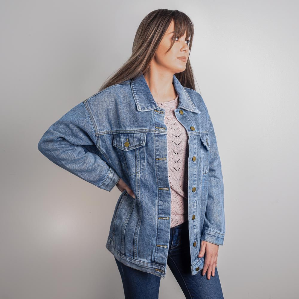 Unstoppable USA 2025 Women’s Oversized Denim Jacket (Alt Design) - Bubble Gum Wink