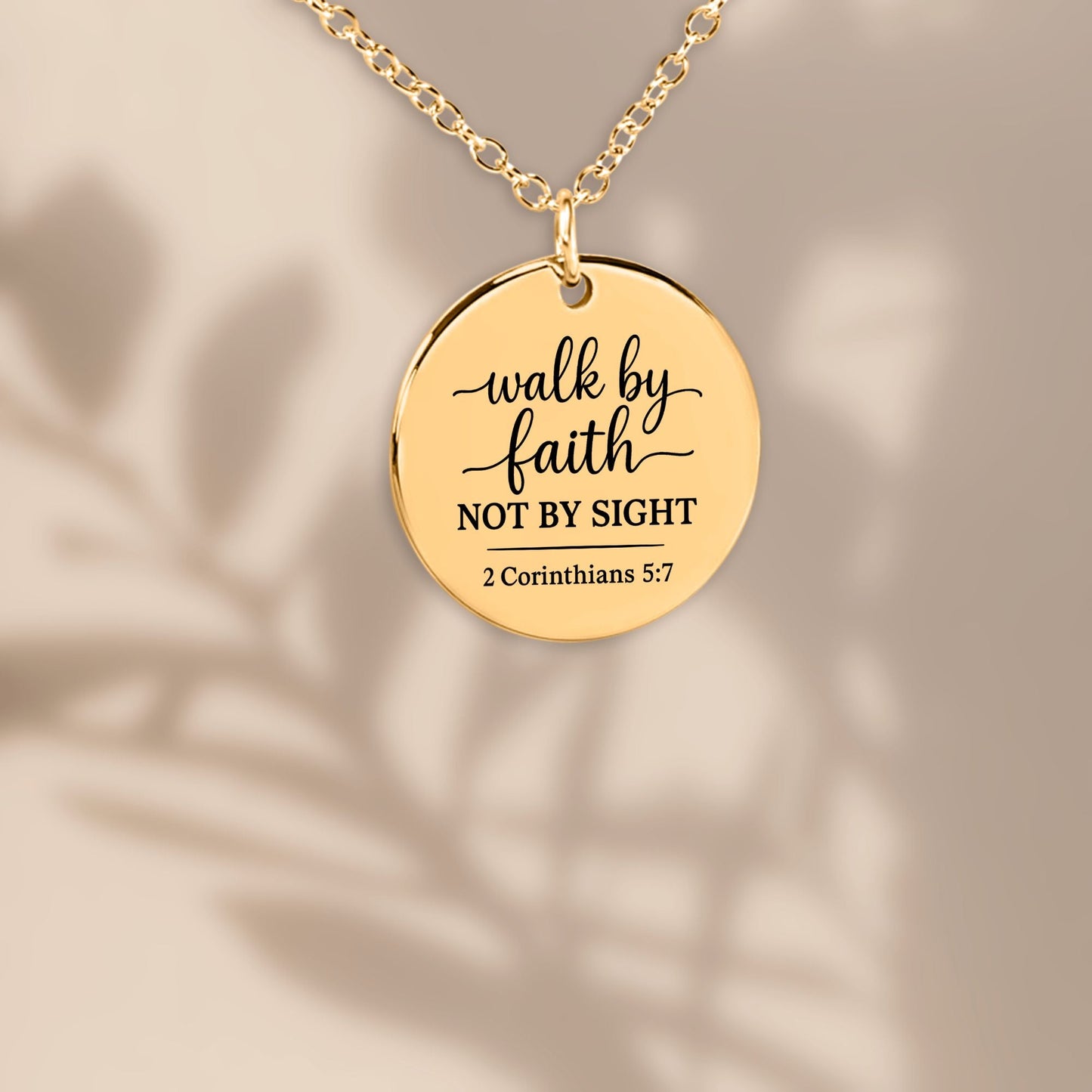 Walk by Faith Coin Necklace – 2 Corinthians 5:7 Christian Pendant - Bubble Gum Wink