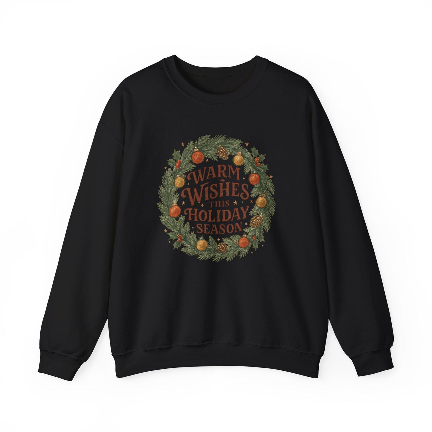 Warm Wishes Holiday Season Crewneck Sweatshirt | Cozy Christmas Wreath Edition - Bubble Gum Wink