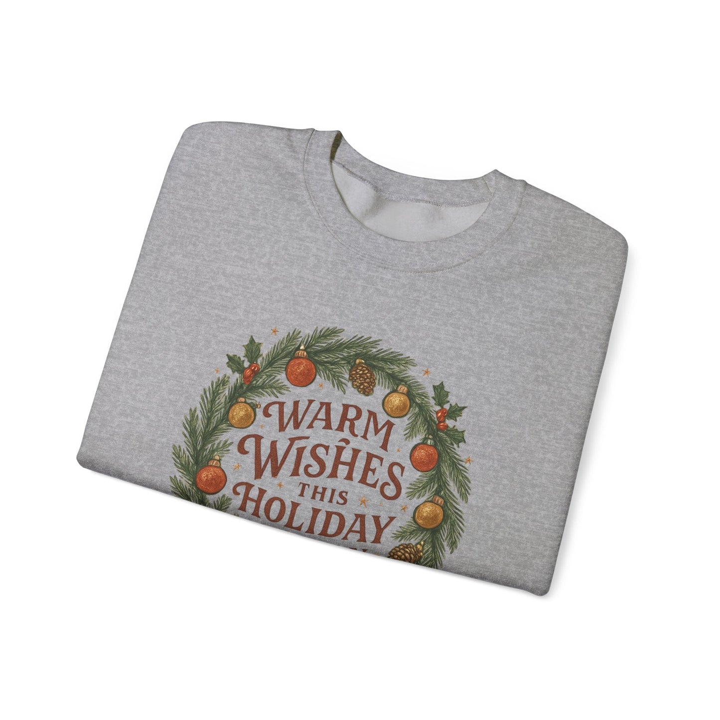 Warm Wishes Holiday Season Crewneck Sweatshirt | Cozy Christmas Wreath Edition - Bubble Gum Wink