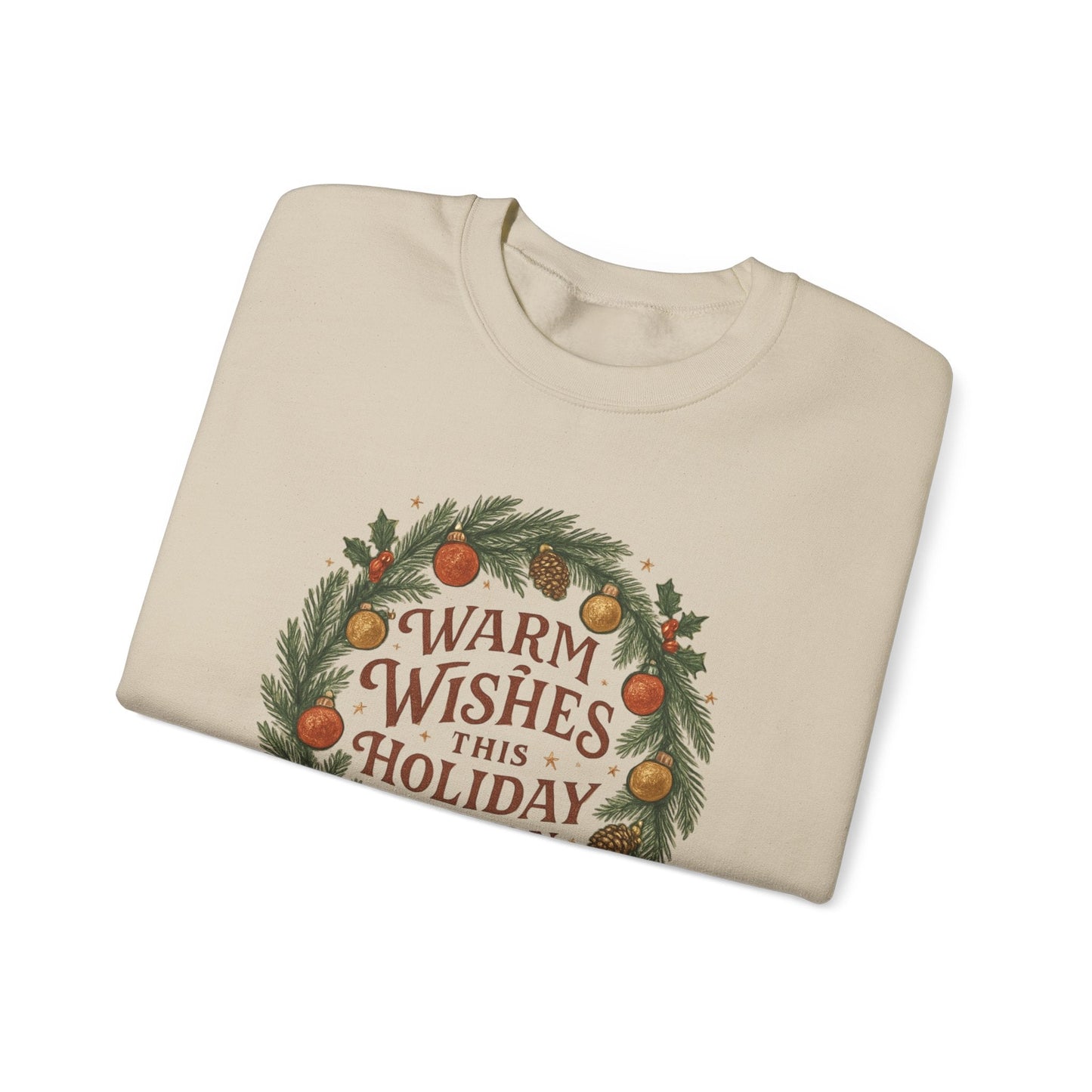 Warm Wishes Holiday Season Crewneck Sweatshirt | Cozy Christmas Wreath Edition - Bubble Gum Wink