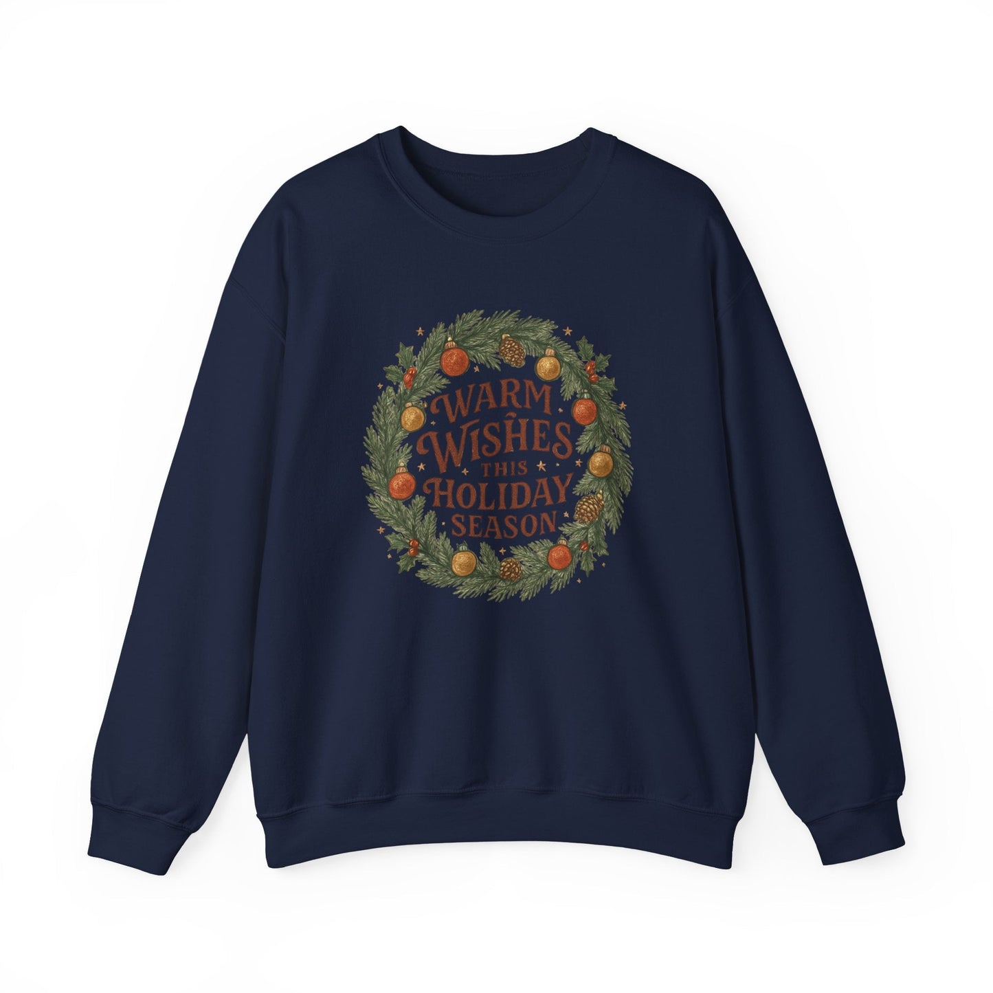 Warm Wishes Holiday Season Crewneck Sweatshirt | Cozy Christmas Wreath Edition - Bubble Gum Wink