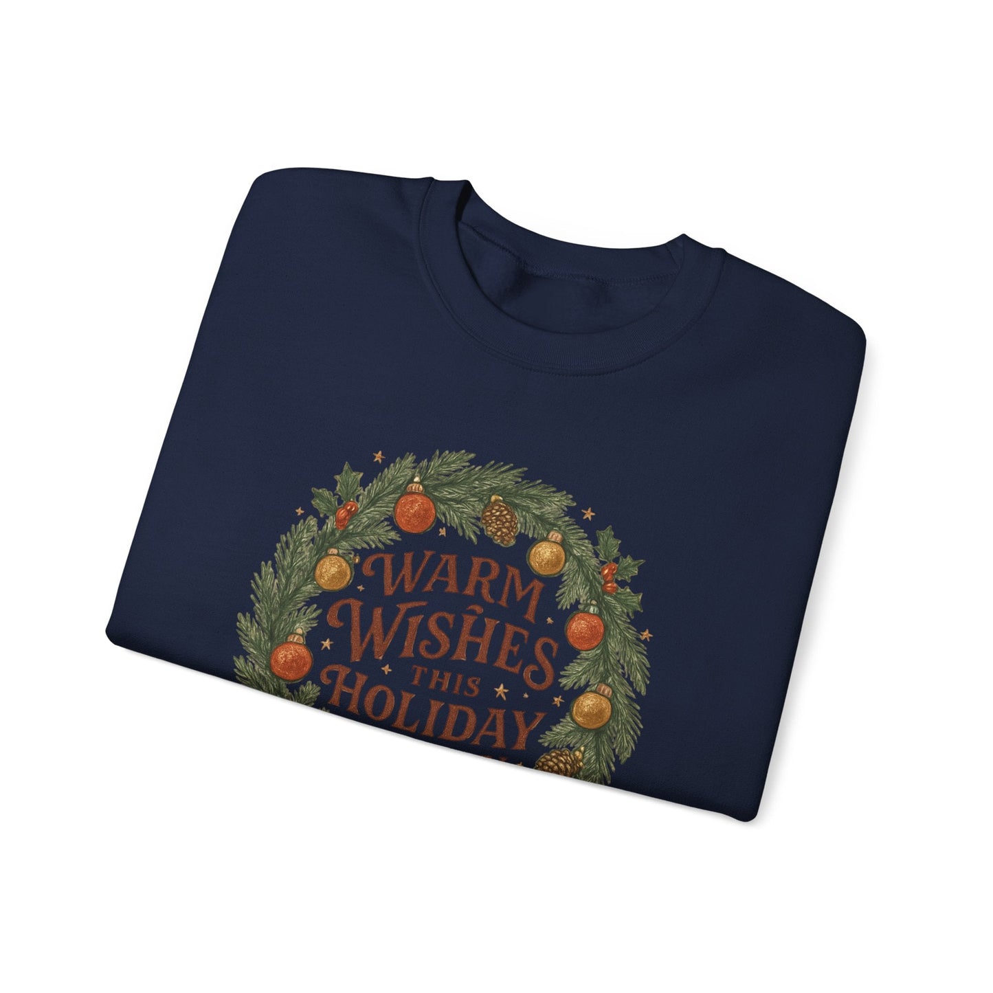 Warm Wishes Holiday Season Crewneck Sweatshirt | Cozy Christmas Wreath Edition - Bubble Gum Wink