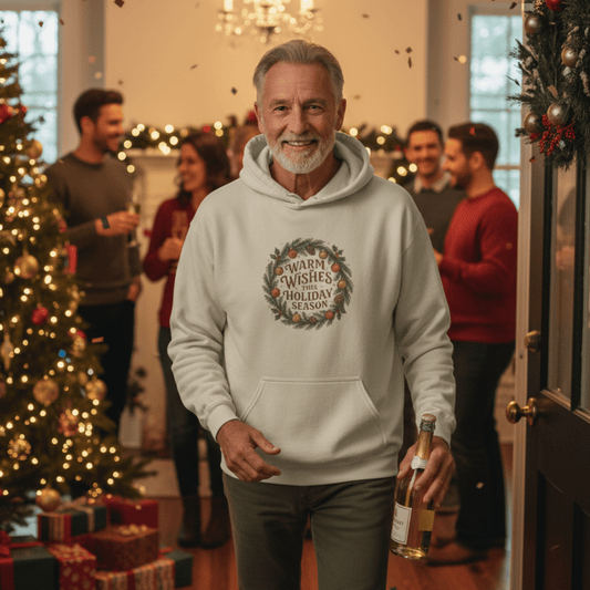 Warm Wishes Holiday Season Hoodie | Cozy Christmas Wreath Edition - Bubble Gum Wink
