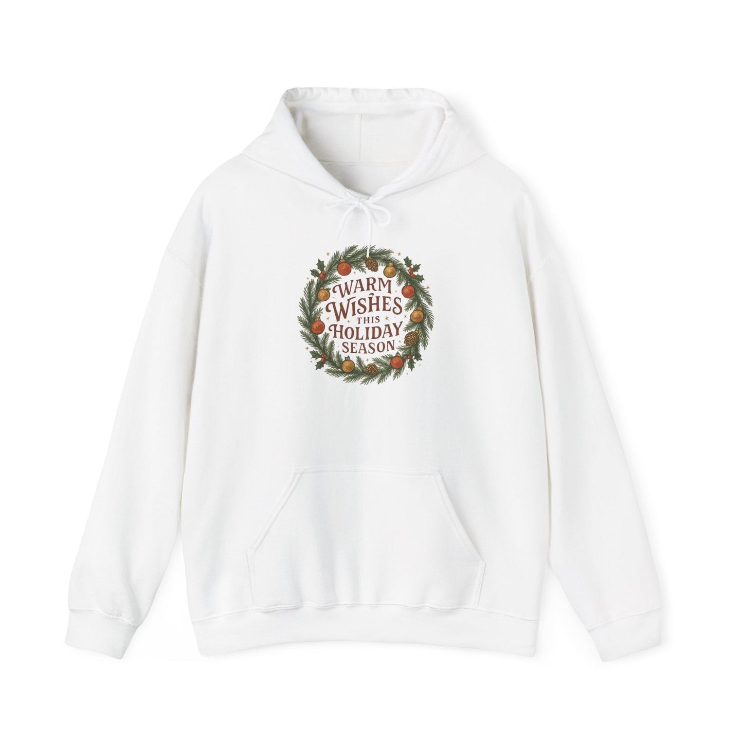 Warm Wishes Holiday Season Hoodie | Cozy Christmas Wreath Edition - Bubble Gum Wink