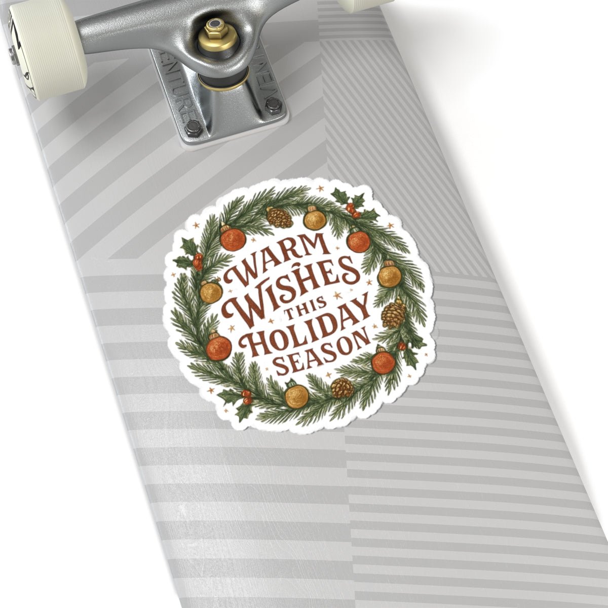 Warm Wishes Holiday Season Kiss - Cut Sticker | Festive Wreath Edition - Bubble Gum Wink