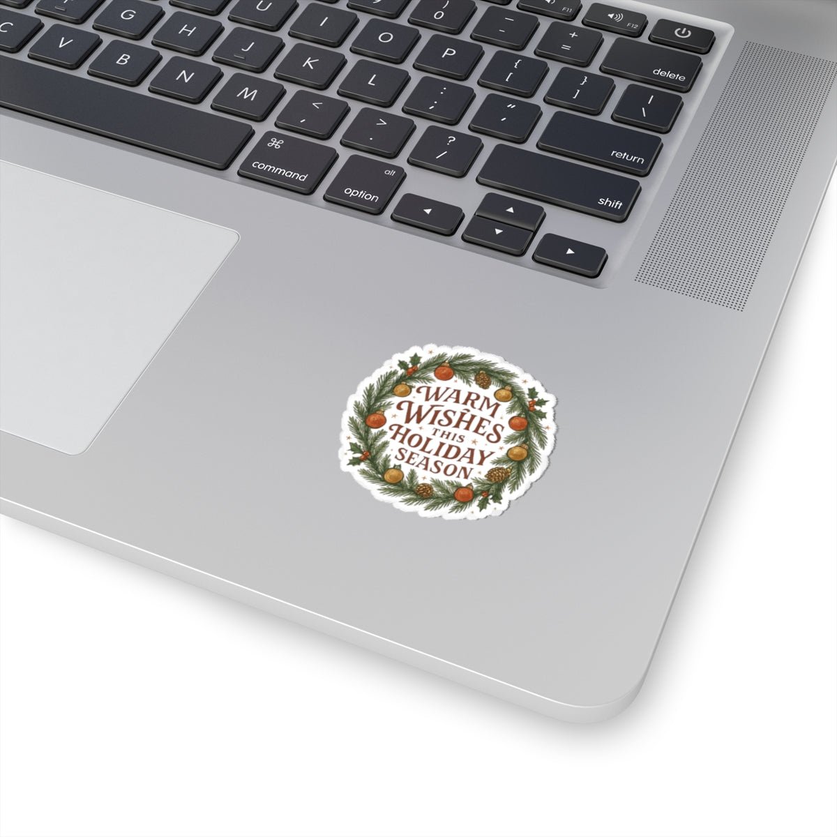 Warm Wishes Holiday Season Kiss - Cut Sticker | Festive Wreath Edition - Bubble Gum Wink