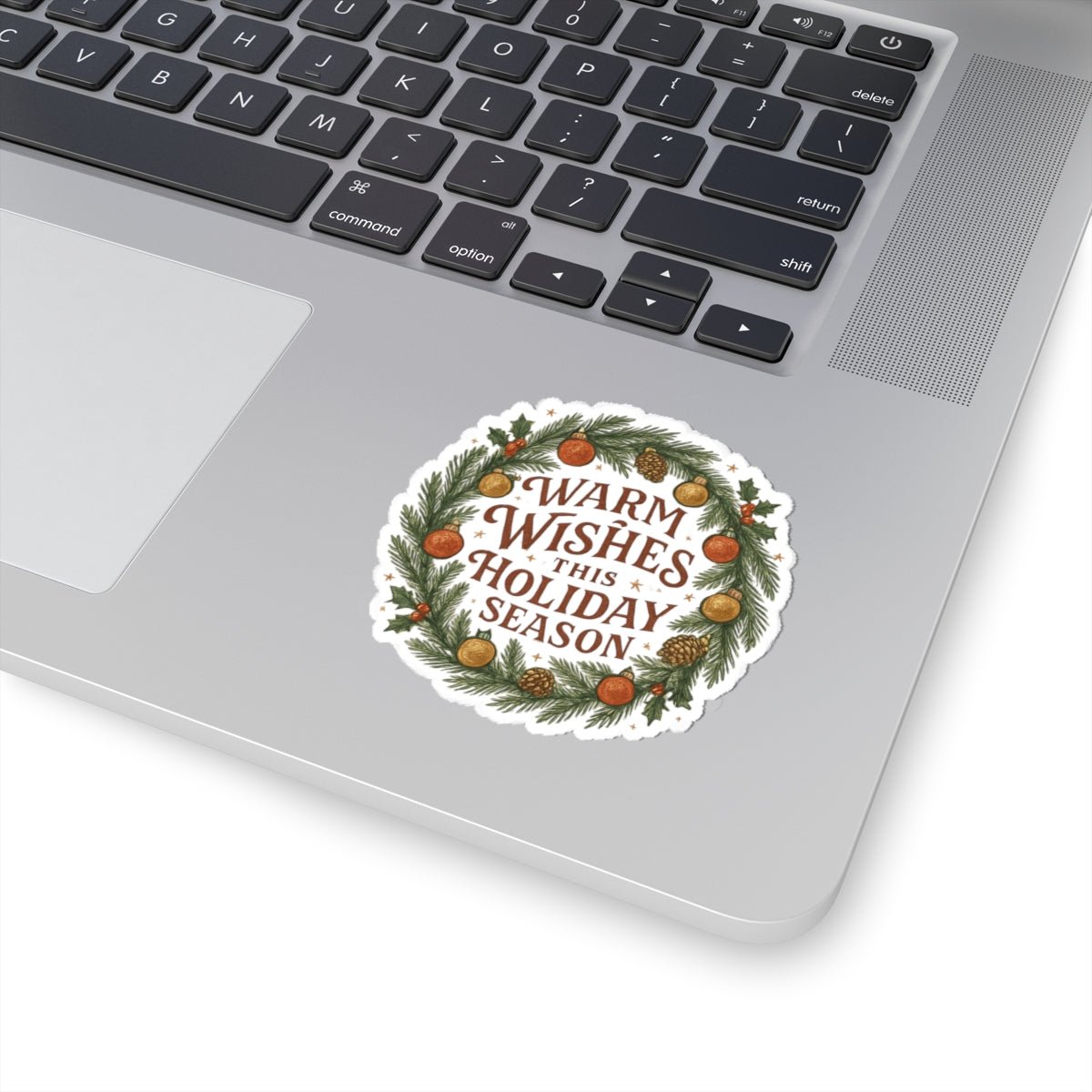 Warm Wishes Holiday Season Kiss - Cut Sticker | Festive Wreath Edition - Bubble Gum Wink