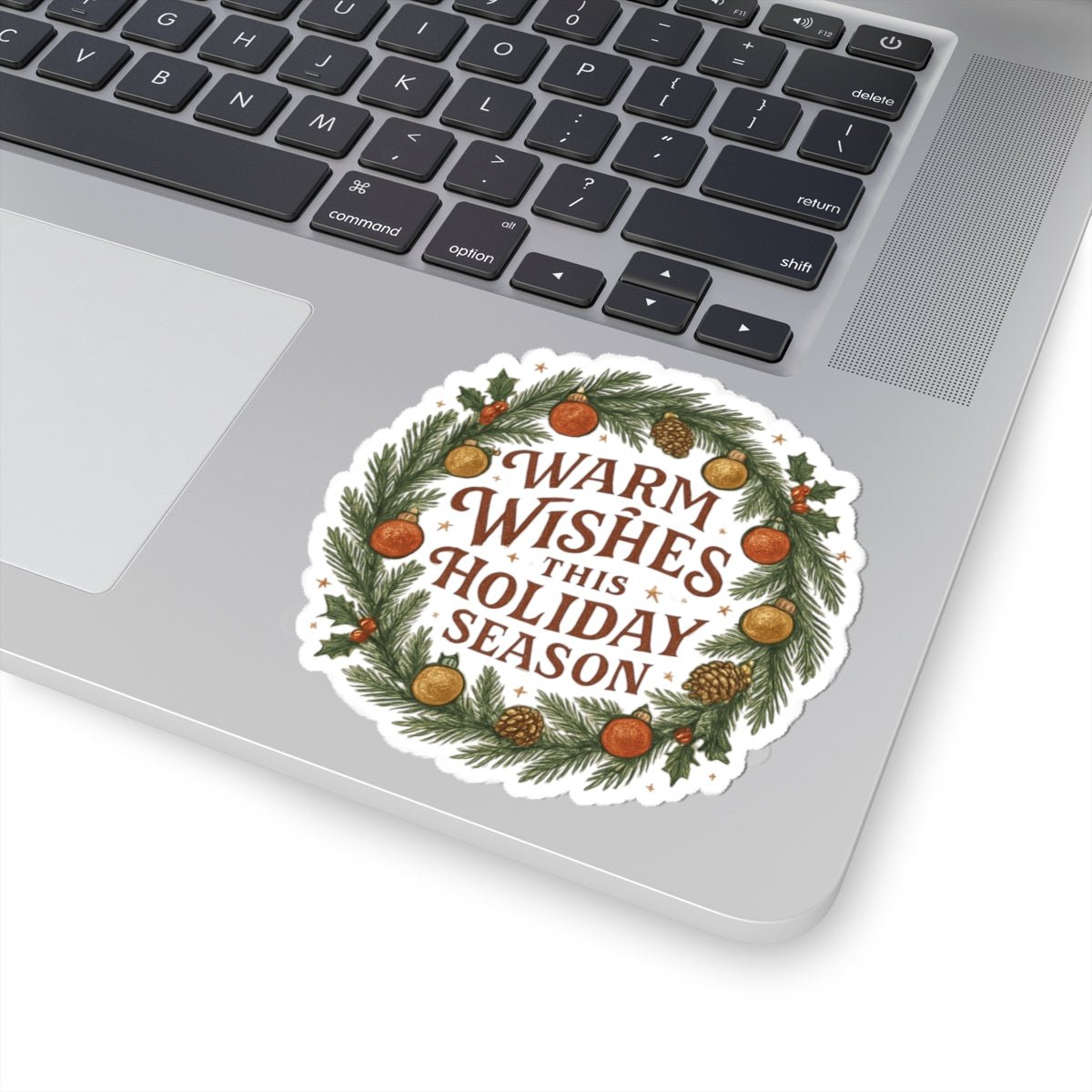Warm Wishes Holiday Season Kiss - Cut Sticker | Festive Wreath Edition - Bubble Gum Wink