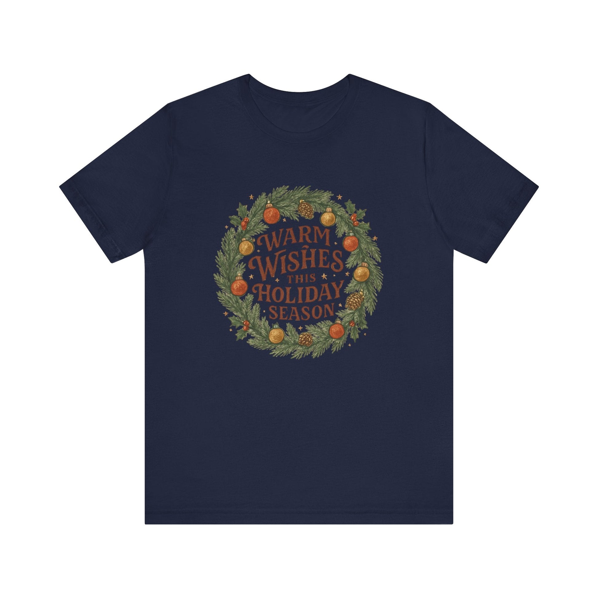 Warm Wishes Holiday Season T-Shirt | Festive Christmas Wreath Edition - Bubble Gum Wink