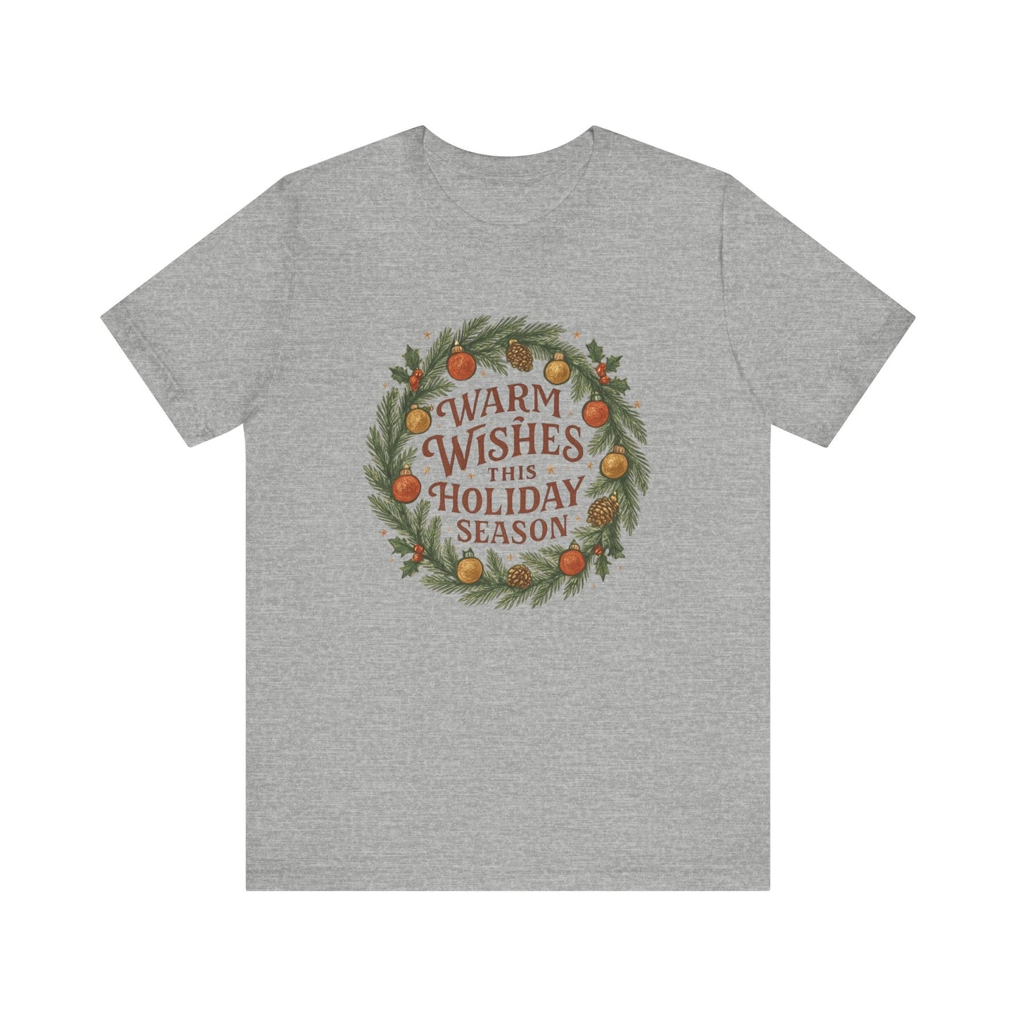 Warm Wishes Holiday Season T-Shirt | Festive Christmas Wreath Edition - Bubble Gum Wink