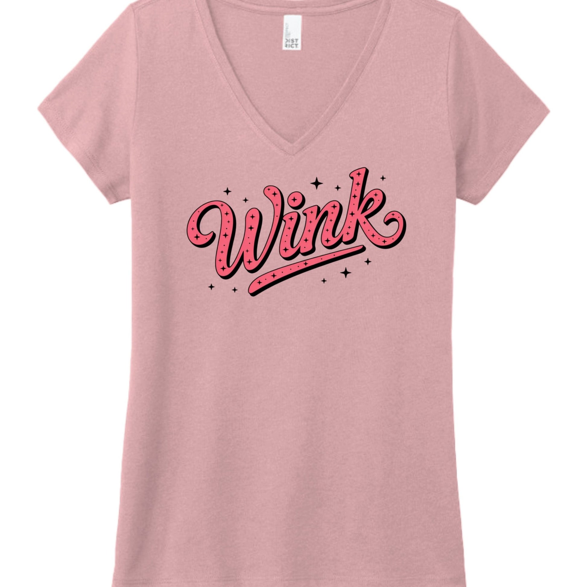 Wink V - Neck Tee – Boss Babe Signature Style - Bubble Gum Wink