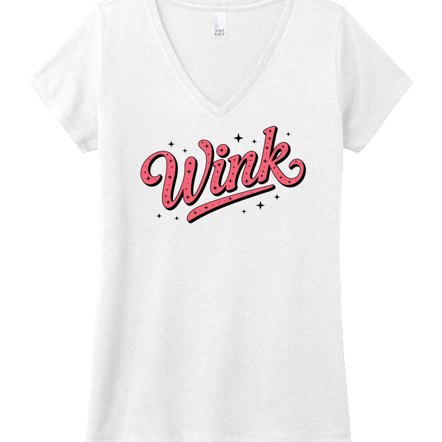 Wink V - Neck Tee – Boss Babe Signature Style - Bubble Gum Wink