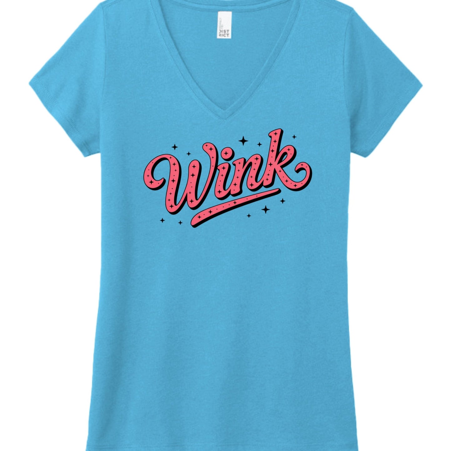 Wink V - Neck Tee – Boss Babe Signature Style - Bubble Gum Wink