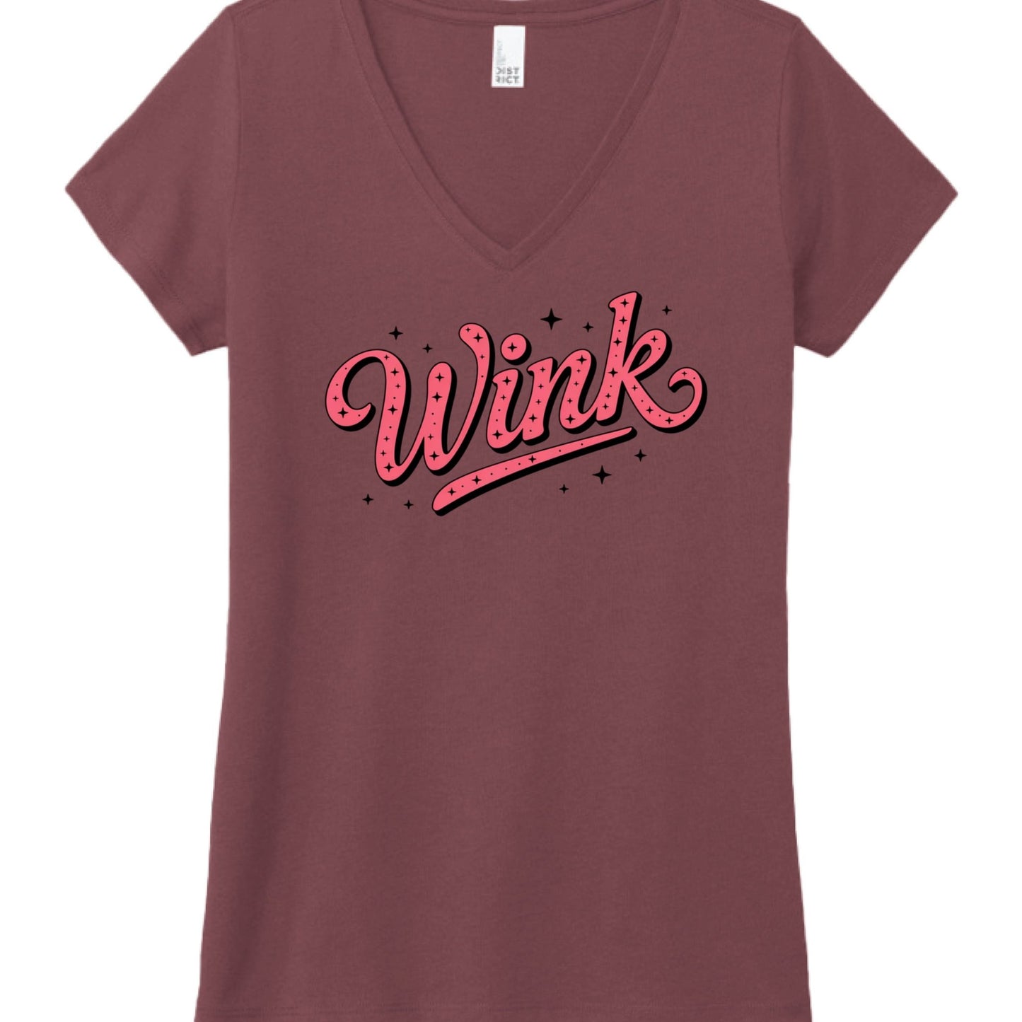 Wink V - Neck Tee – Boss Babe Signature Style - Bubble Gum Wink