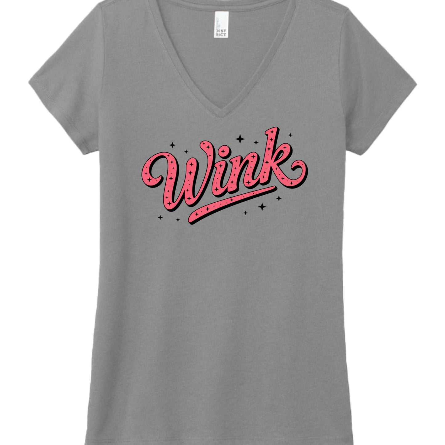 Wink V - Neck Tee – Boss Babe Signature Style - Bubble Gum Wink