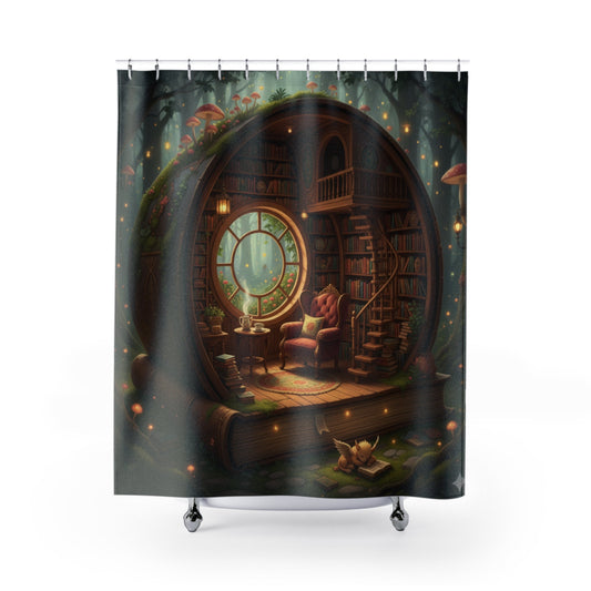 Woodland Storybook Library Shower Curtain - Bubble Gum Wink