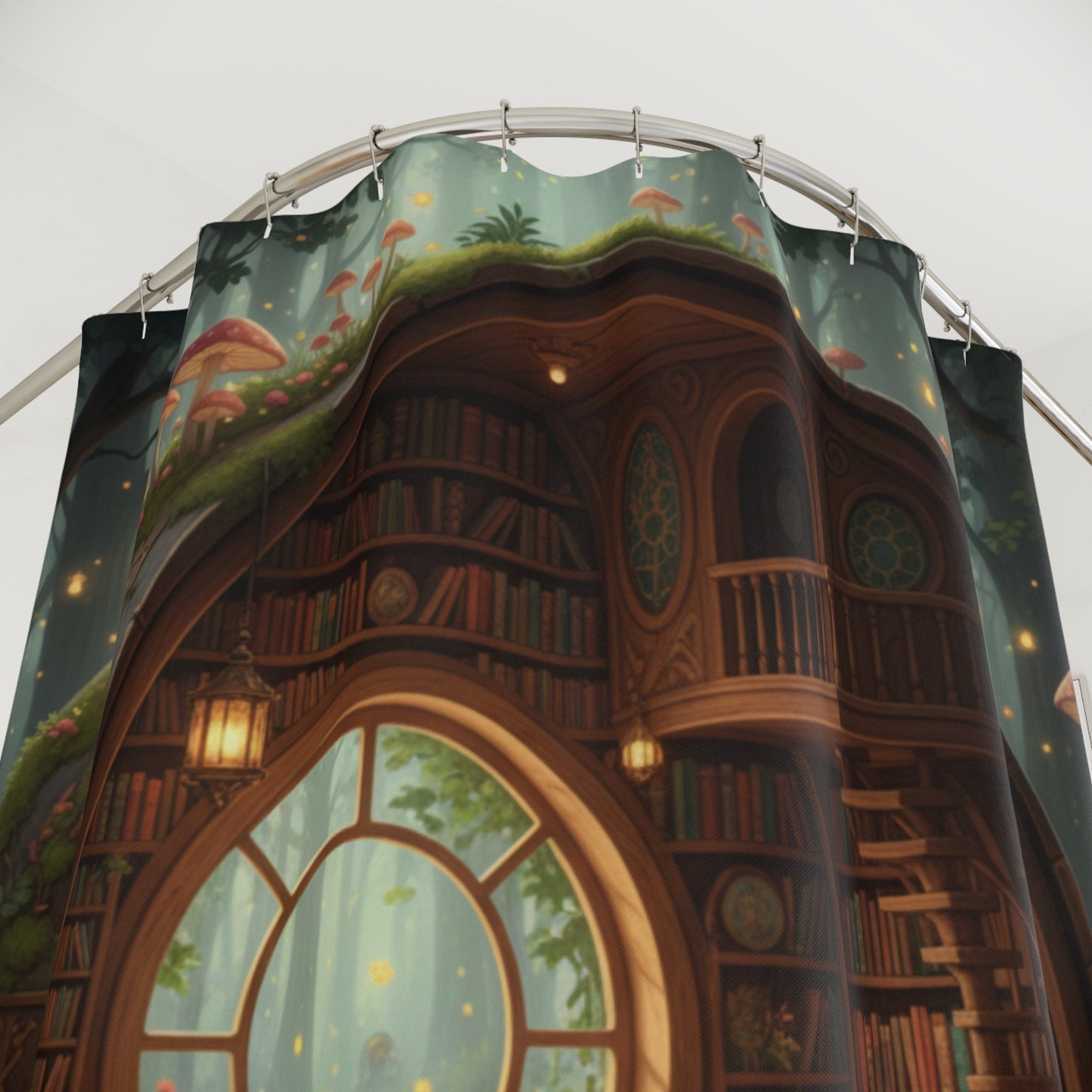 Woodland Storybook Library Shower Curtain - Bubble Gum Wink
