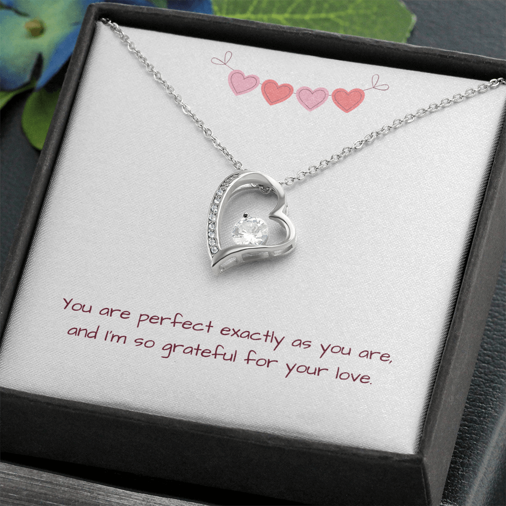 Silver Perfectly You Heart Necklace with heart design in black gift box