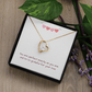 Gold Perfectly You Heart Necklace shown in black box with pink hearts and message